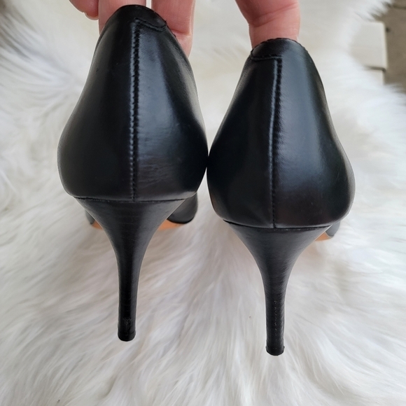 Lands' End Black Leather Heels 10 - Picture 2 of 7